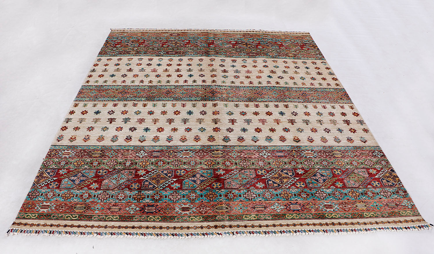 Khurjeen Persian Hand Knotted Wool Rug Ivory 8' x 10'