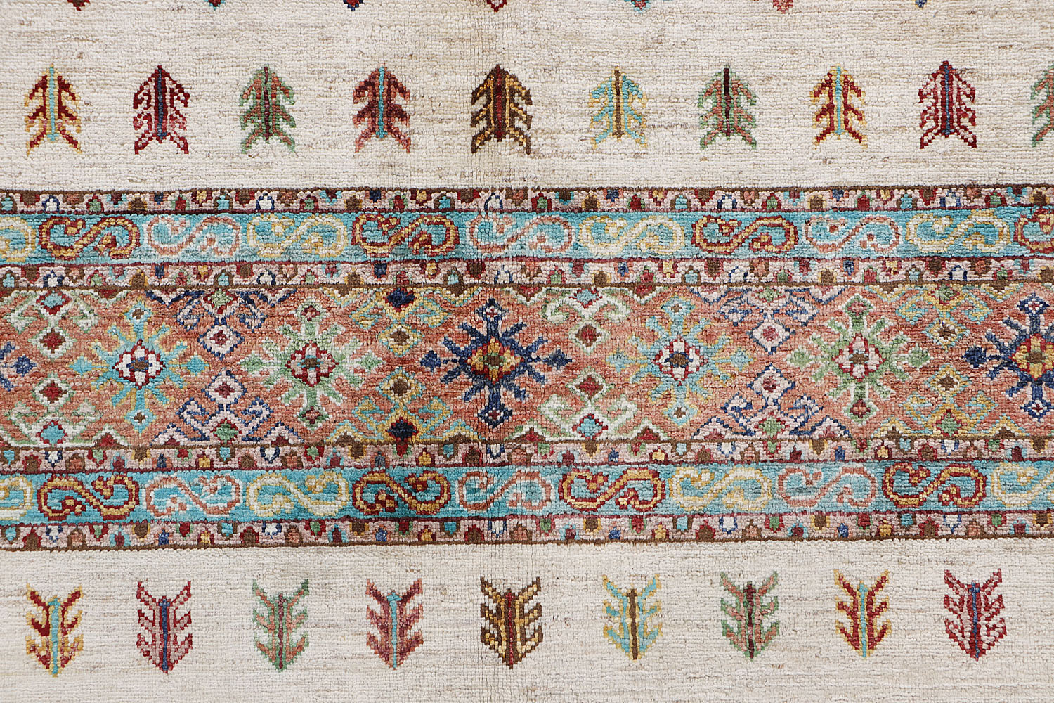 Khurjeen Persian Hand Knotted Wool Rug Ivory 8' x 10'