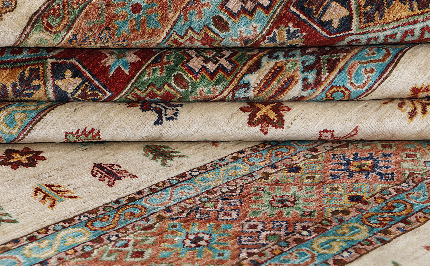Khurjeen Persian Hand Knotted Wool Rug Ivory 8' x 10'