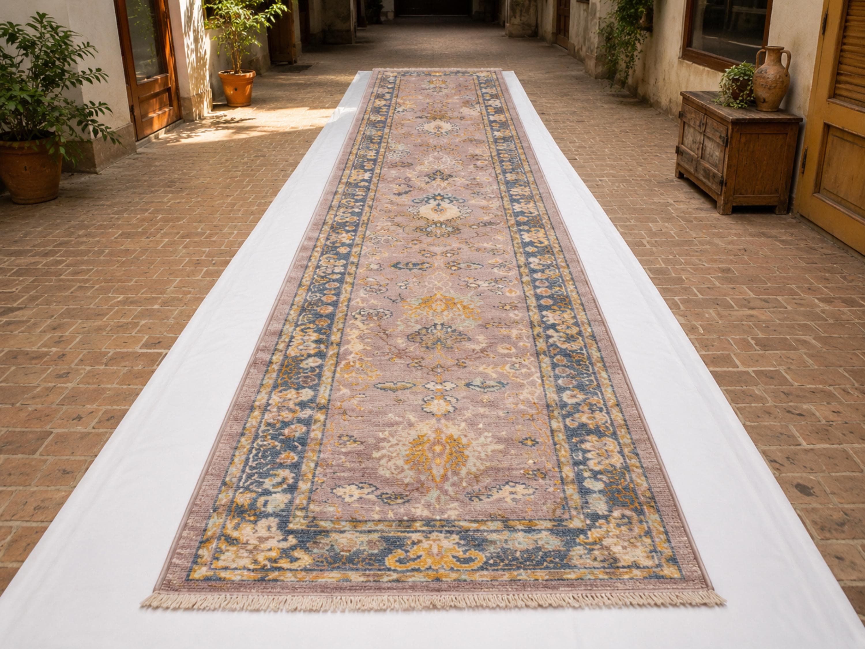 3x10 Oushak Runner Rug, Hand Knotted Gray Wool Vintage Long Hallway Runner, Medallion Turkish Corridor Carpet