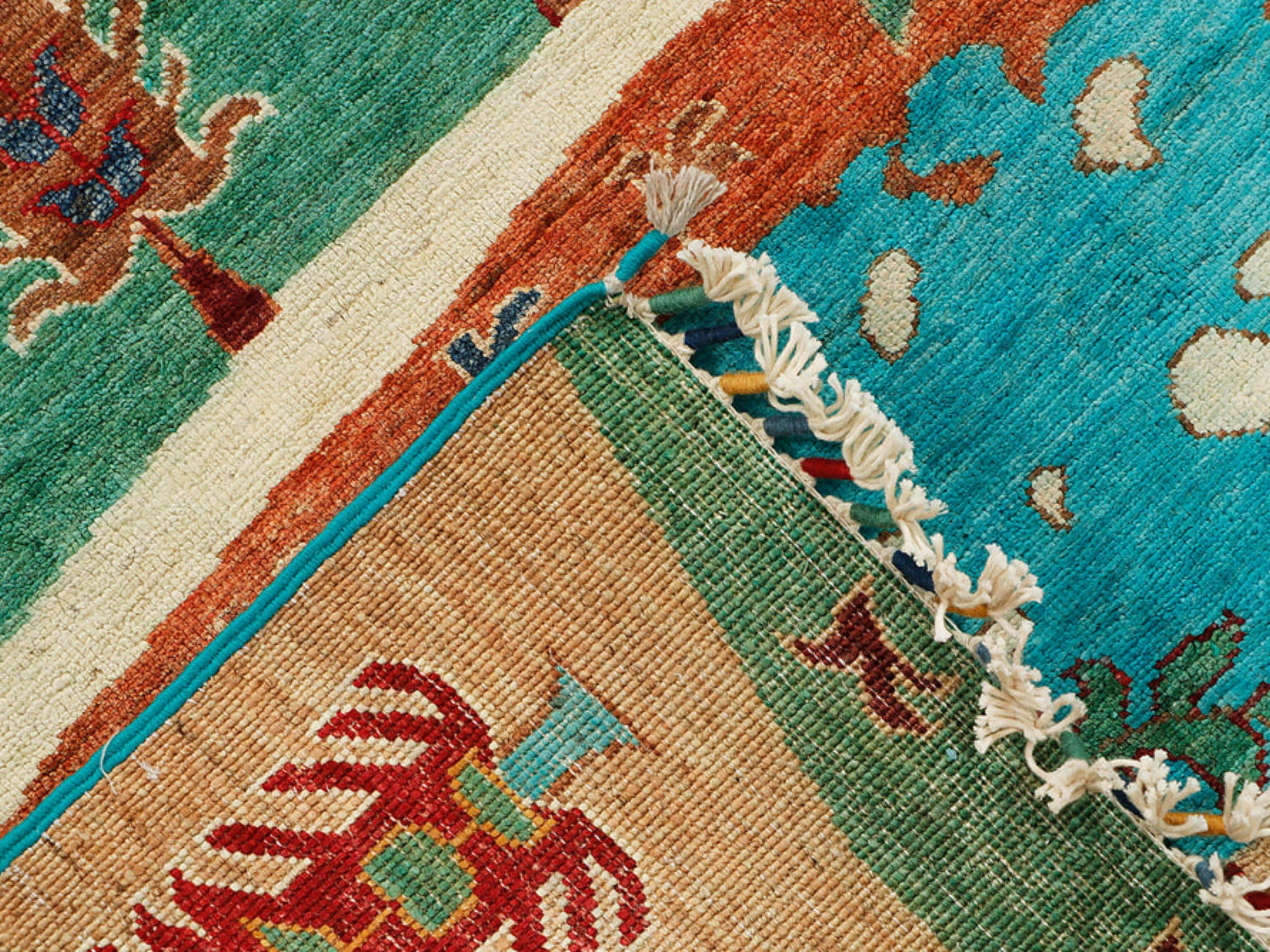 5x7 Persian Style Rug, Hand Knotted Wool Area Rug, Handmade Tree Landscape Pictorial Carpet, Living Room Decor