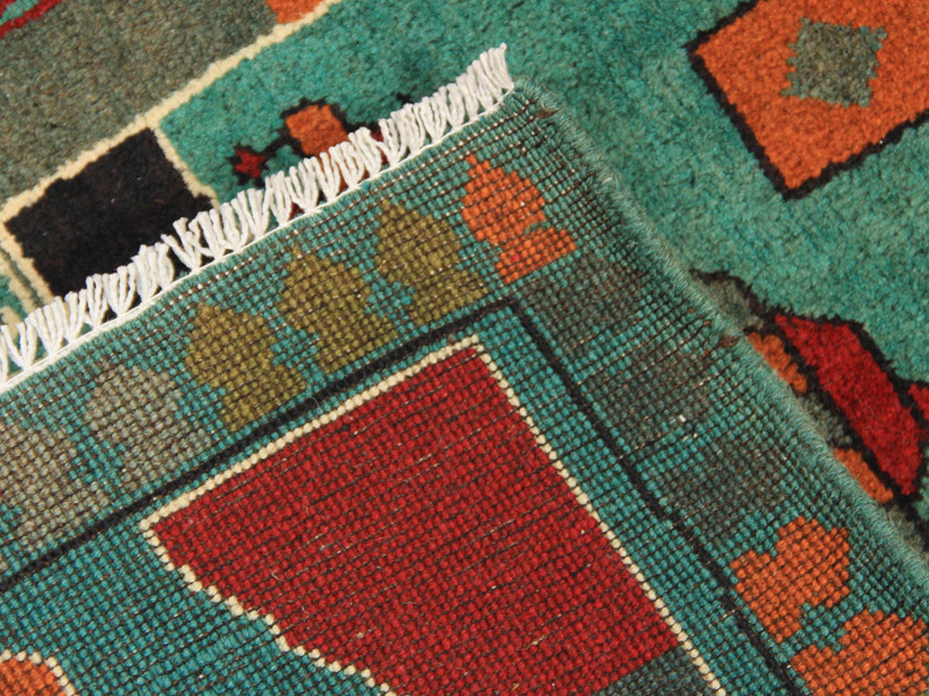 2x3 Hand Knotted Afghan Rug, Wool Tribal War Wall Hanging, Pictorial Folk Art Decor