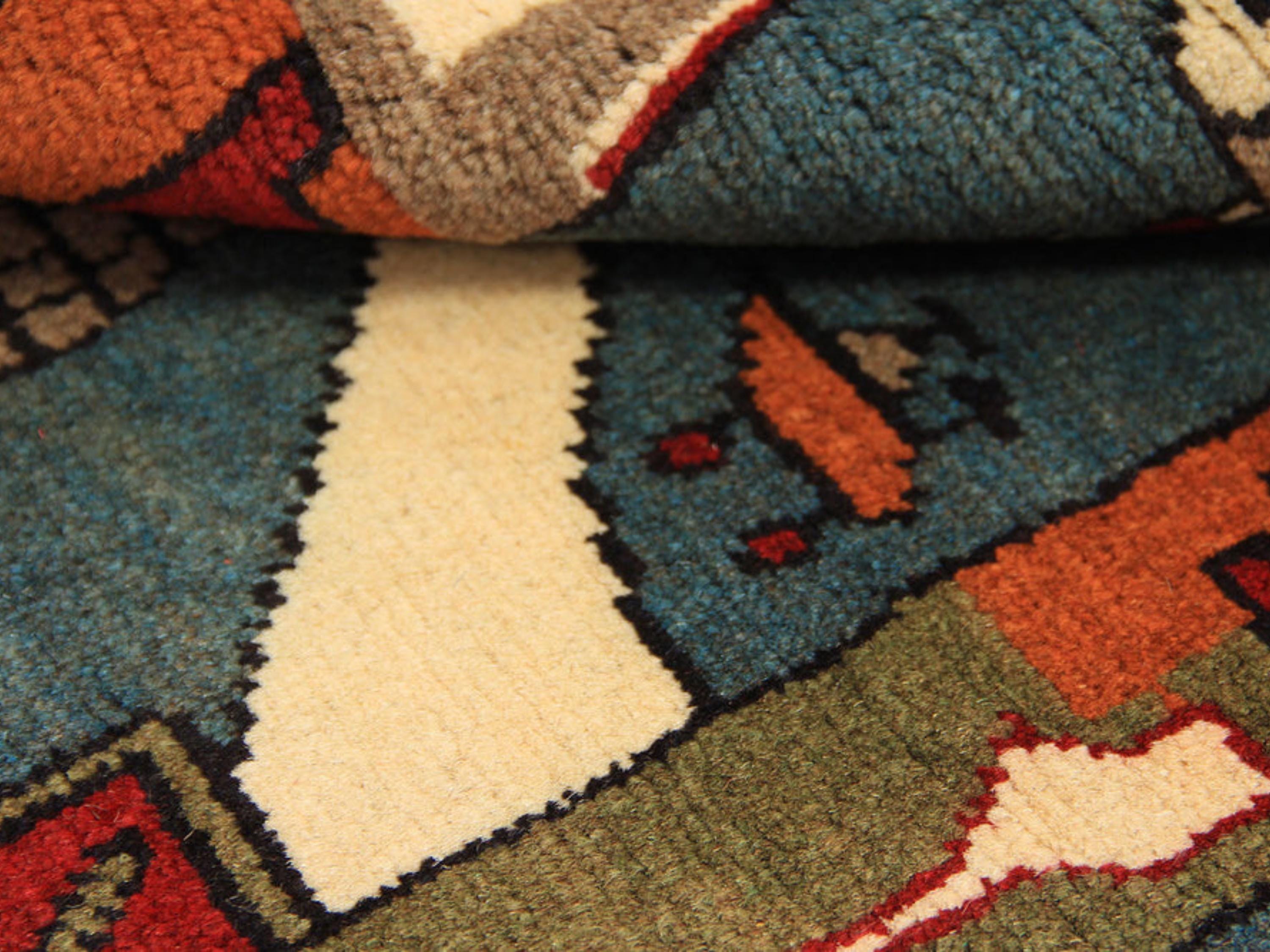2x3 Blue Afghan War Rug, Wool Tribal Military Wall Hanging