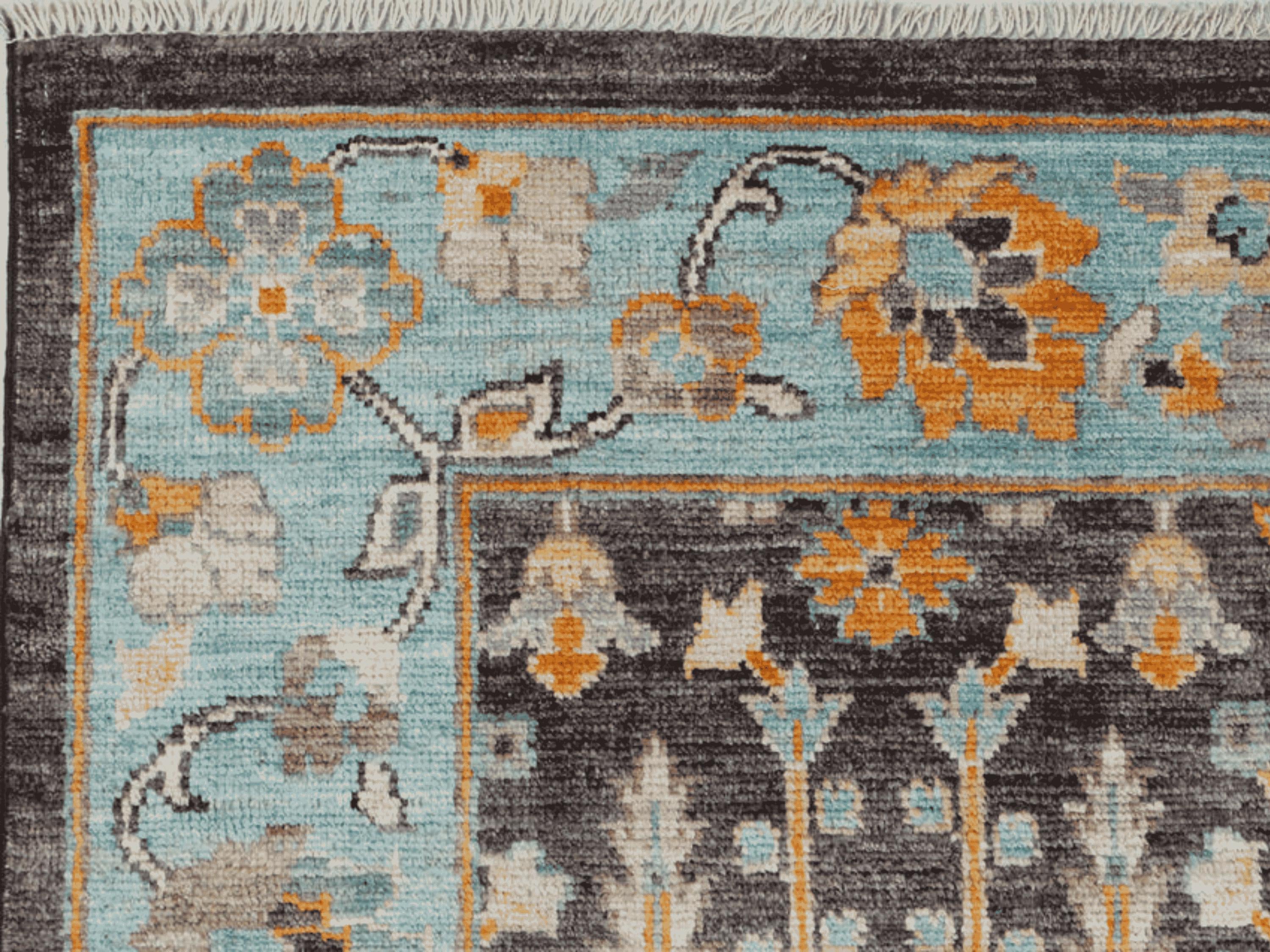 9x13 Turkish Oushak Rug, Vintage Black Hand Knotted Wool Area Rug, Large Oriental Carpet, Living Room Bedroom Decor