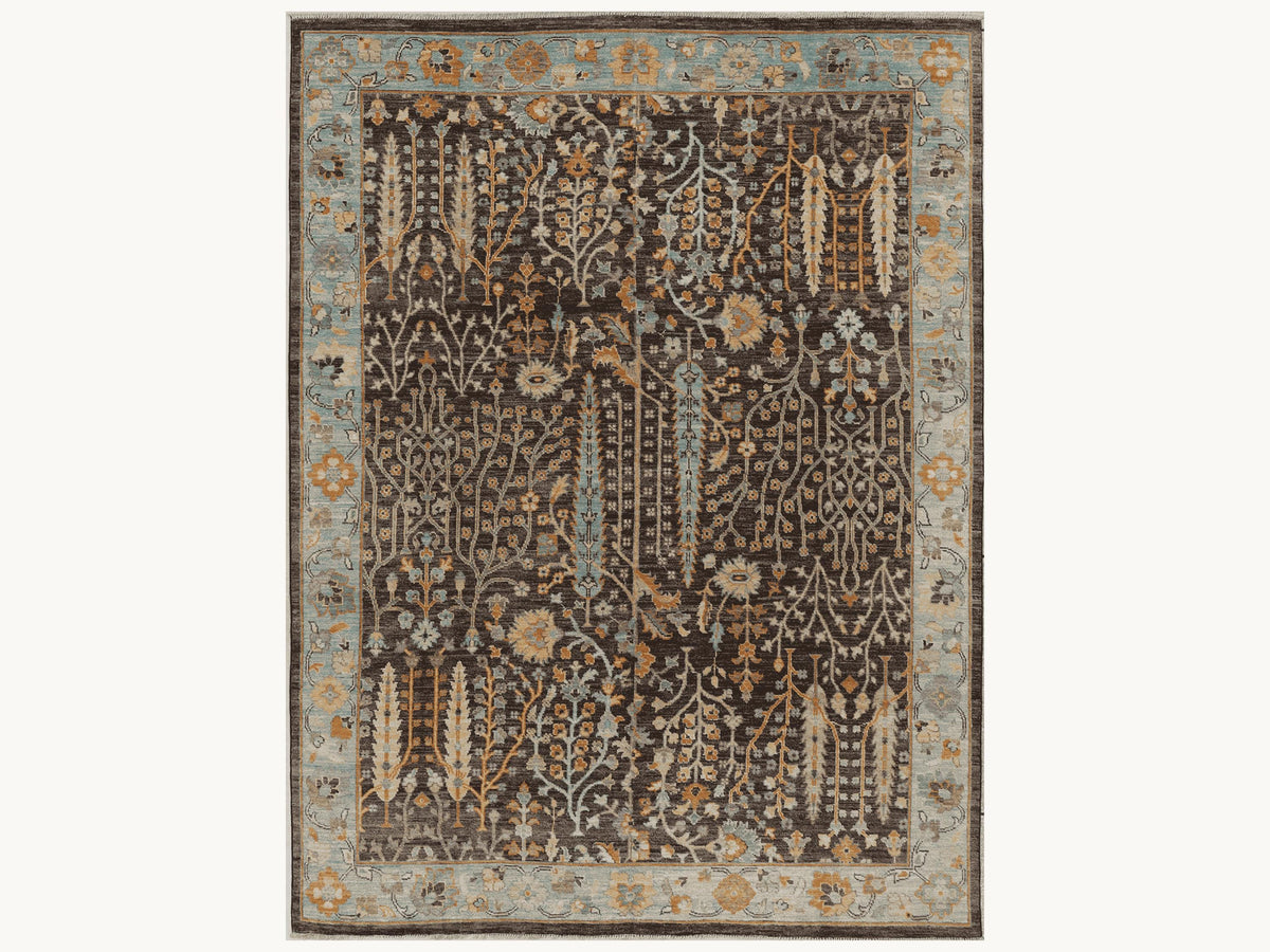 9x13 Turkish Oushak Rug, Vintage Black Hand Knotted Wool Area Rug, Large Oriental Carpet, Living Room Bedroom Decor