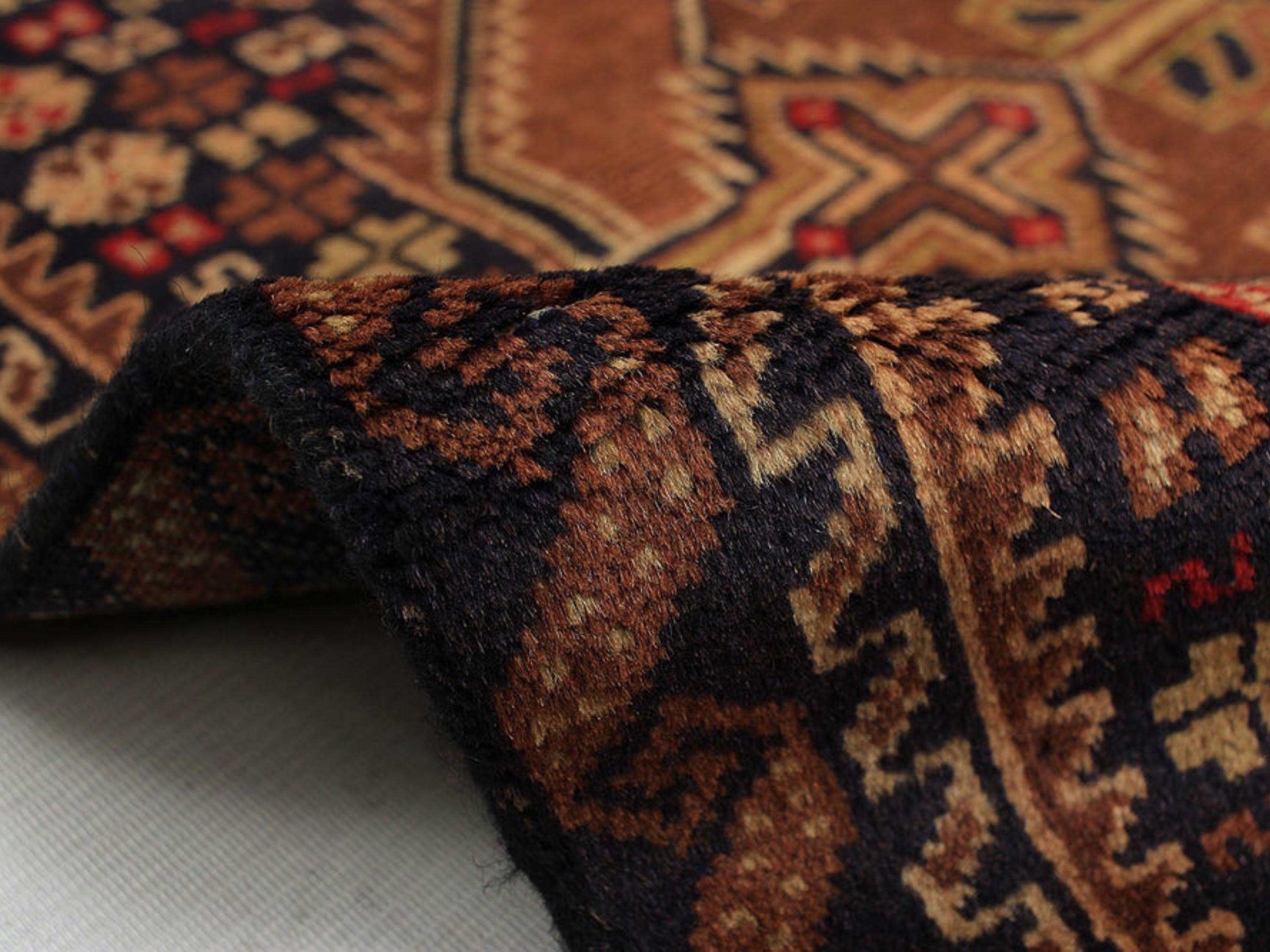 3x10 Tribal Runner Rug, Hand Knotted Wool Geometric Hallway Runner, Brown Oriental Corridor Decor