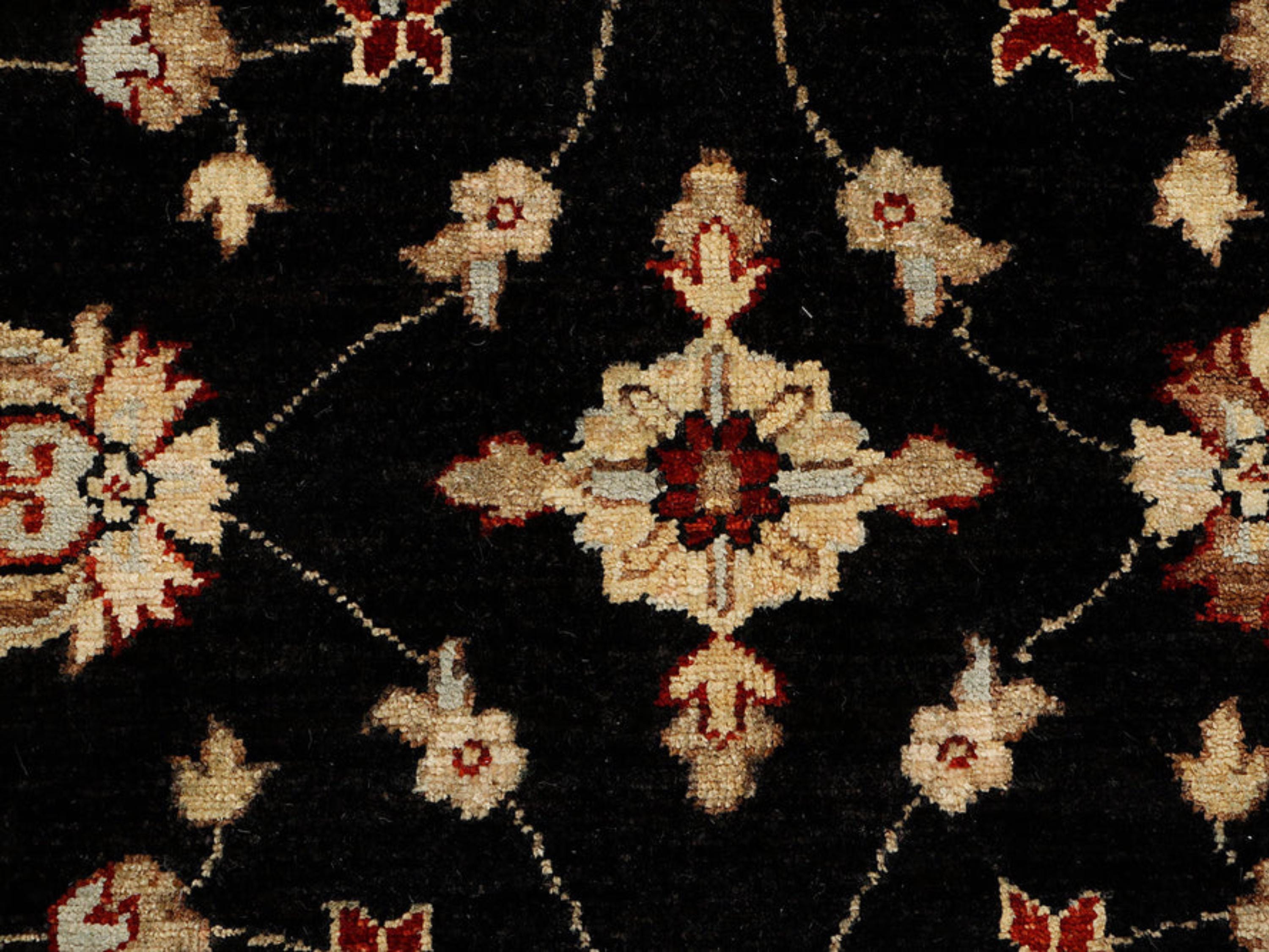 4x6 Persian Style Rug, Hand Knotted Black Wool Rug, Handmade Floral Area Carpet, Living Room Bedroom Decor
