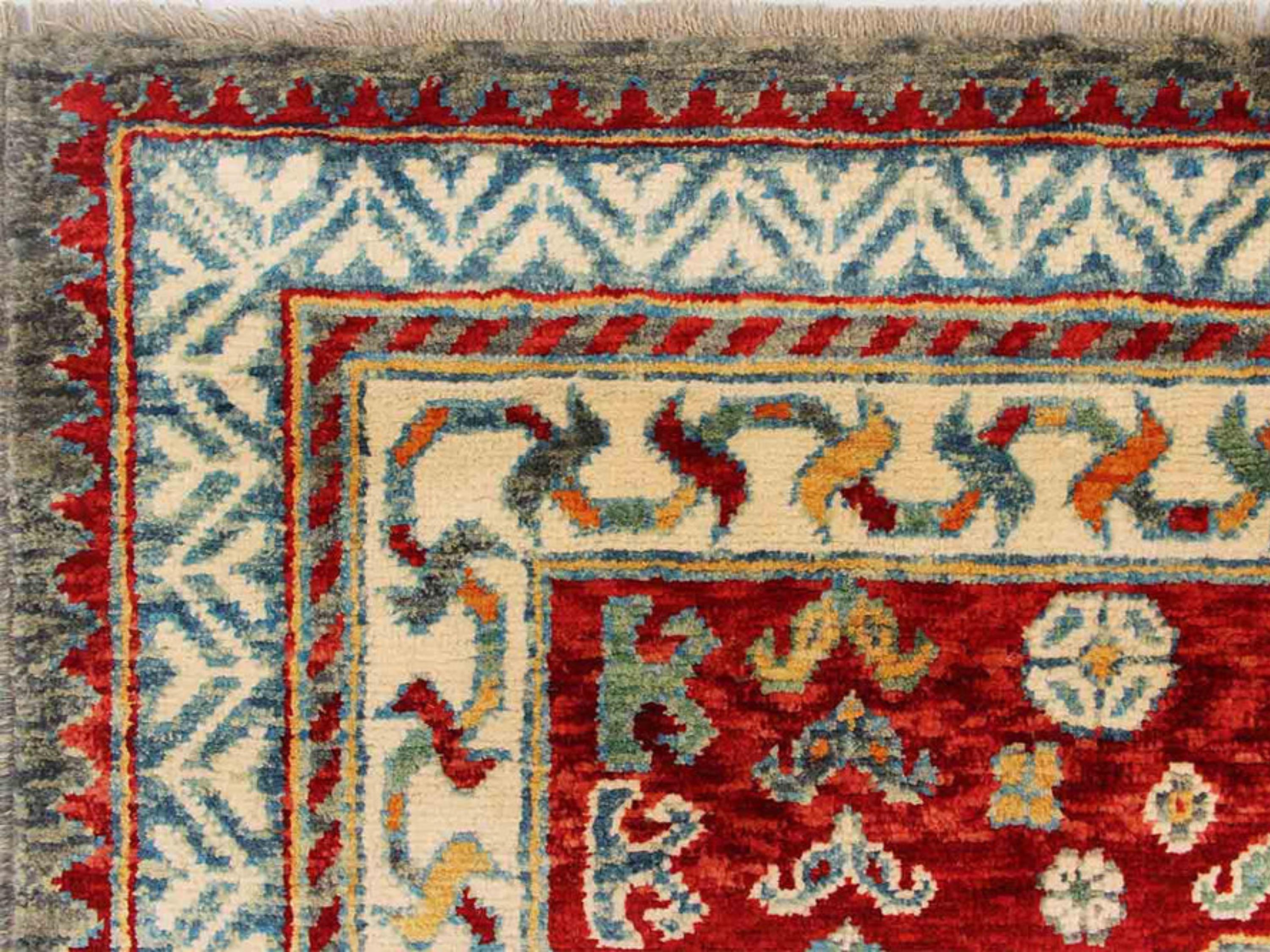 8x10 Turkish Qashqai Rug, Red Hand Knotted Wool Area Rug, Tribal Geometric Carpet, Living Room Dining Room Decor