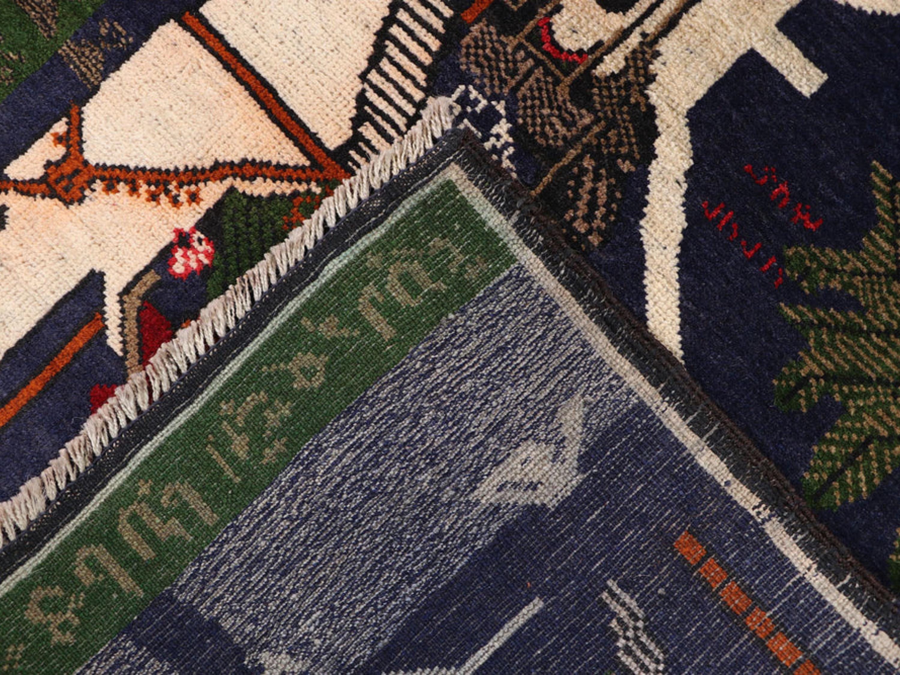 3x5 Horseman Woven Wall Hanging, Hand Knotted Wool Tapestry Rug, Afghan Style Textile Wall Art, Equestrian Folk Decor