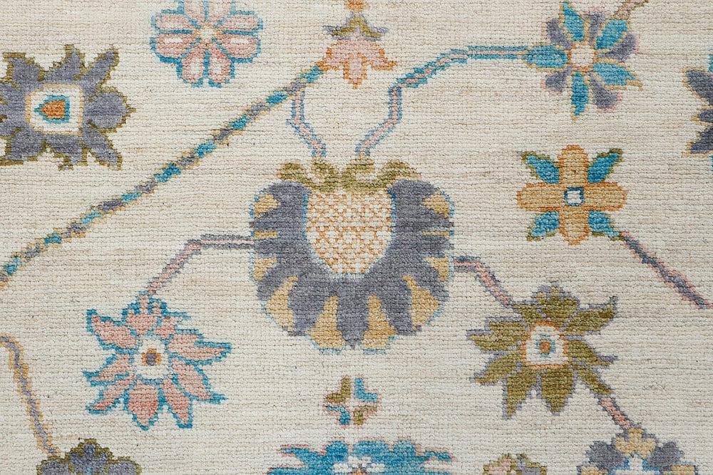 8x10 Ivory Oushak Rug, Vintage Turkish Hand Knotted Wool Area Rug, Traditional Living Room Bedroom Decor