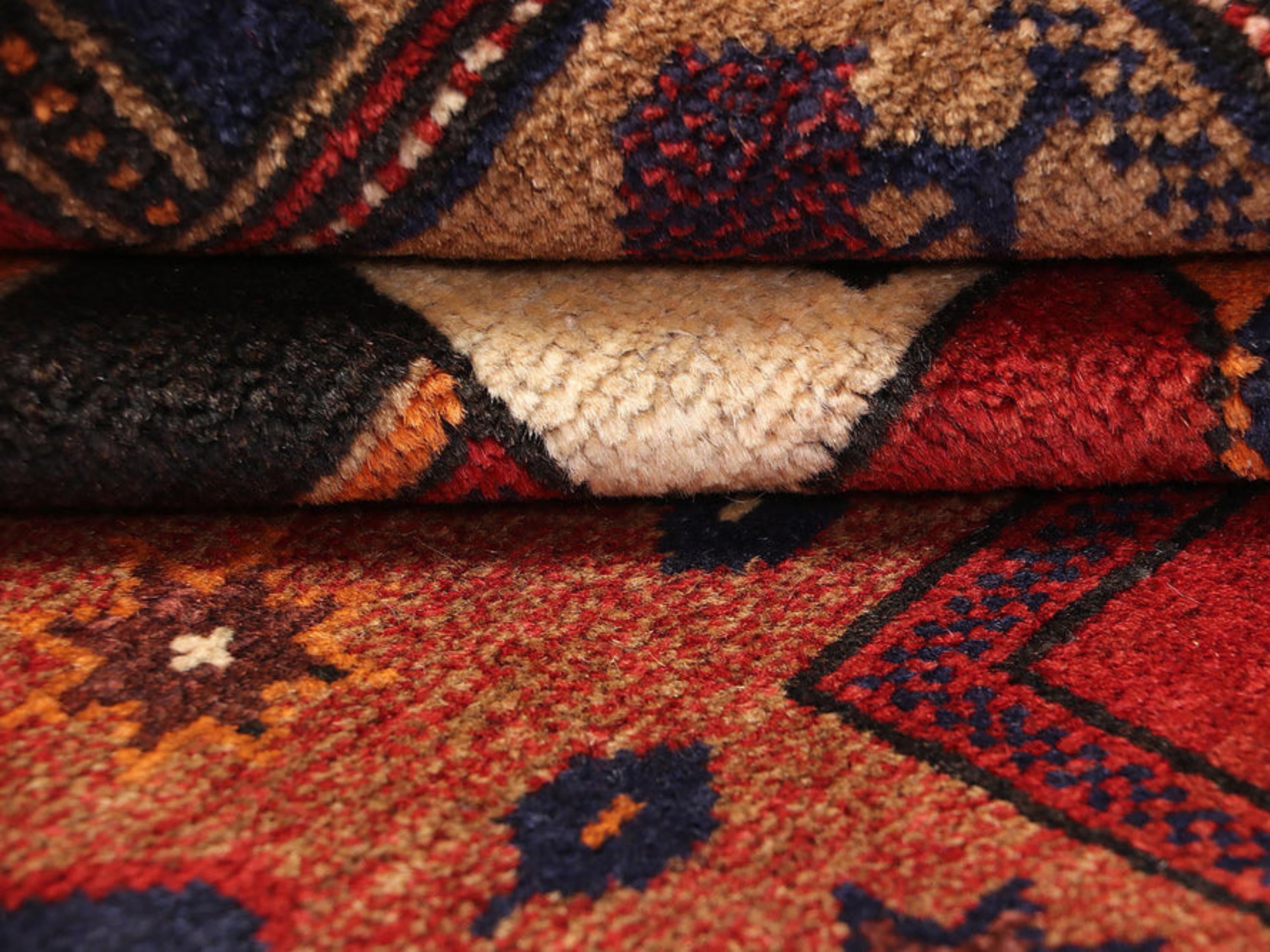 3x5 Figural Panel Woven Wall Hanging, Hand Knotted Wool Afghan Tapestry, Red Folk Art Textile Wall Art