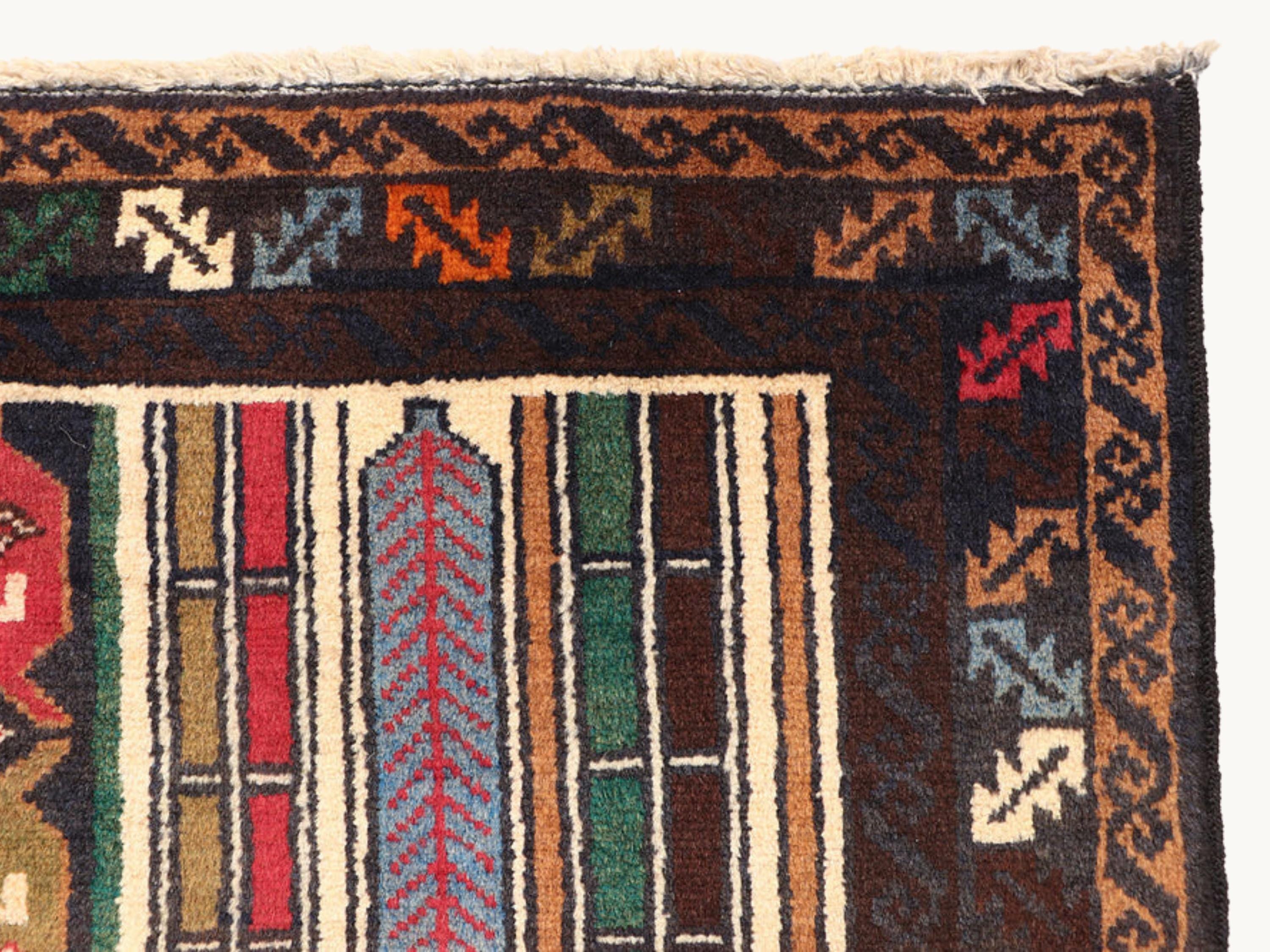 3x5 Animal Motif Tapestry Wall Hanging Rug, Afghan Style Handmade Wool Textile Wall Art, Tribal Folk Art Decor