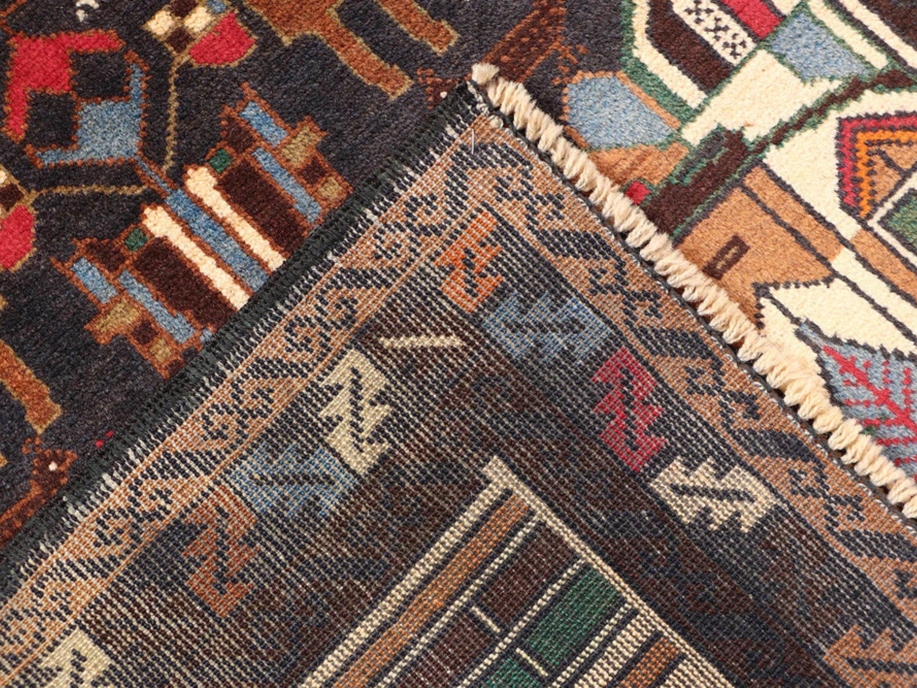 3x5 Animal Motif Tapestry Wall Hanging Rug, Afghan Style Handmade Wool Textile Wall Art, Tribal Folk Art Decor