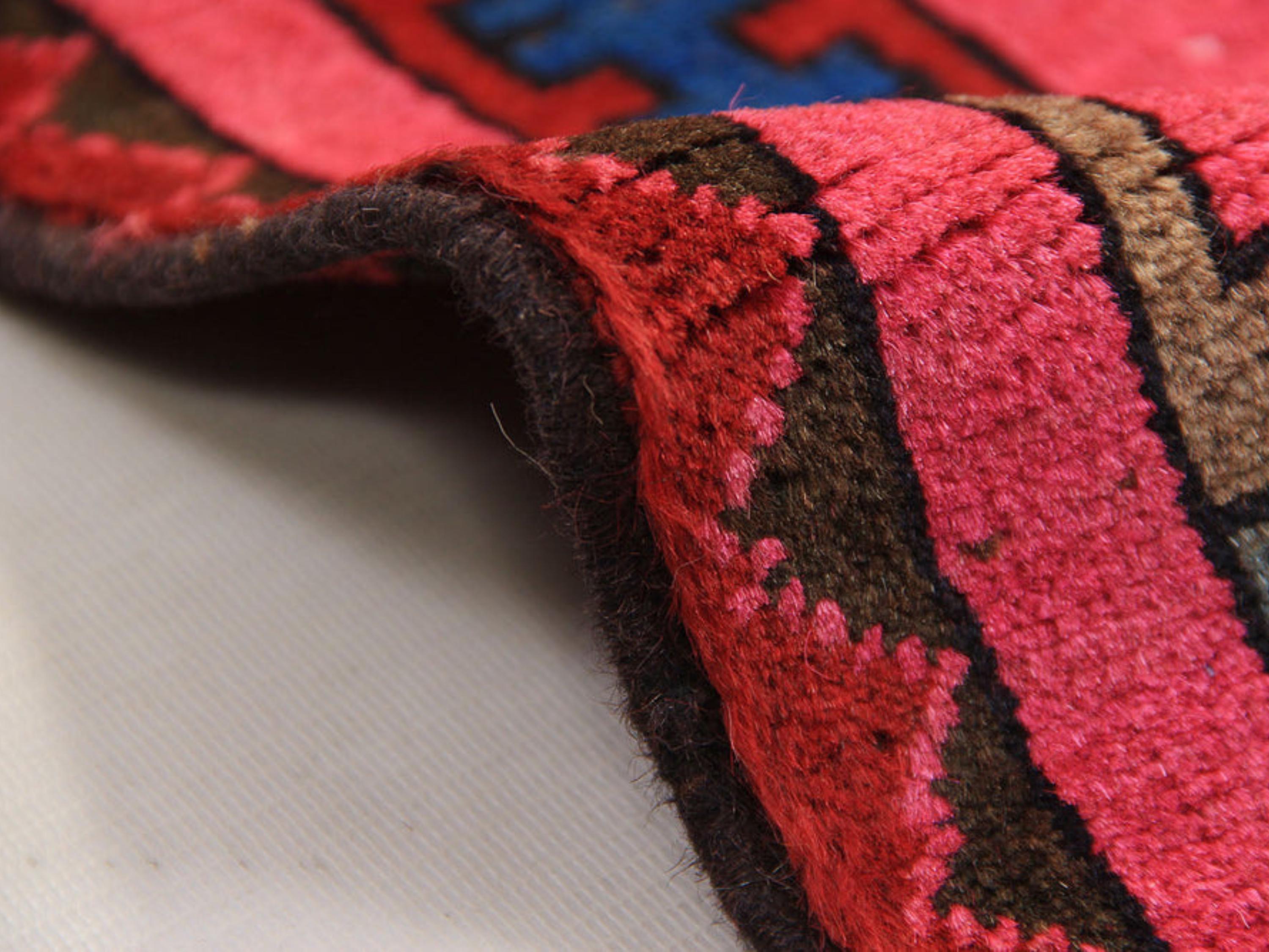 2x3 Pink Tribal War Rug, Handmade Wool Afghan Military Design