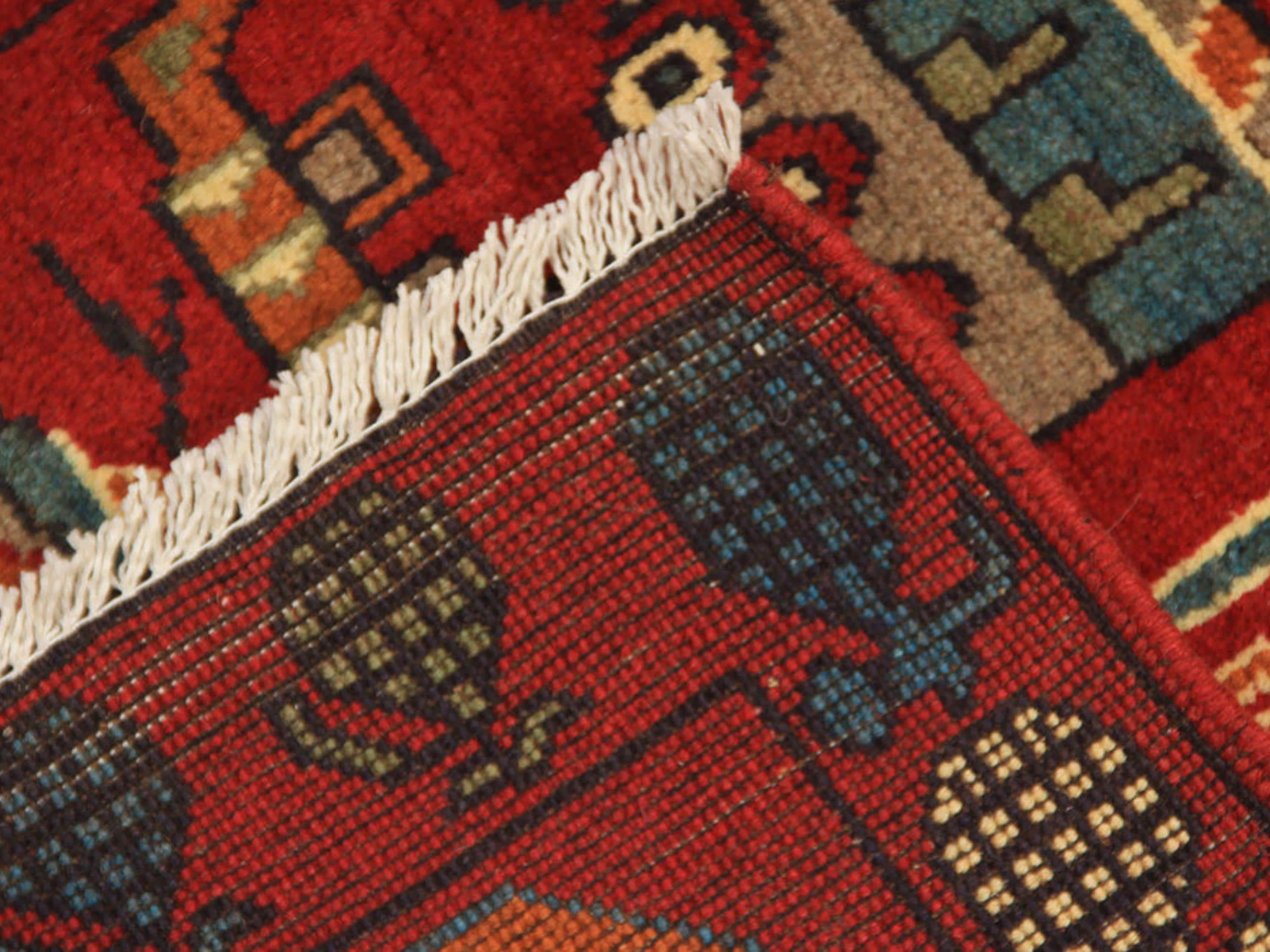 2x3 Red Afghan War Rug, Handmade Wool Pictorial Military Design