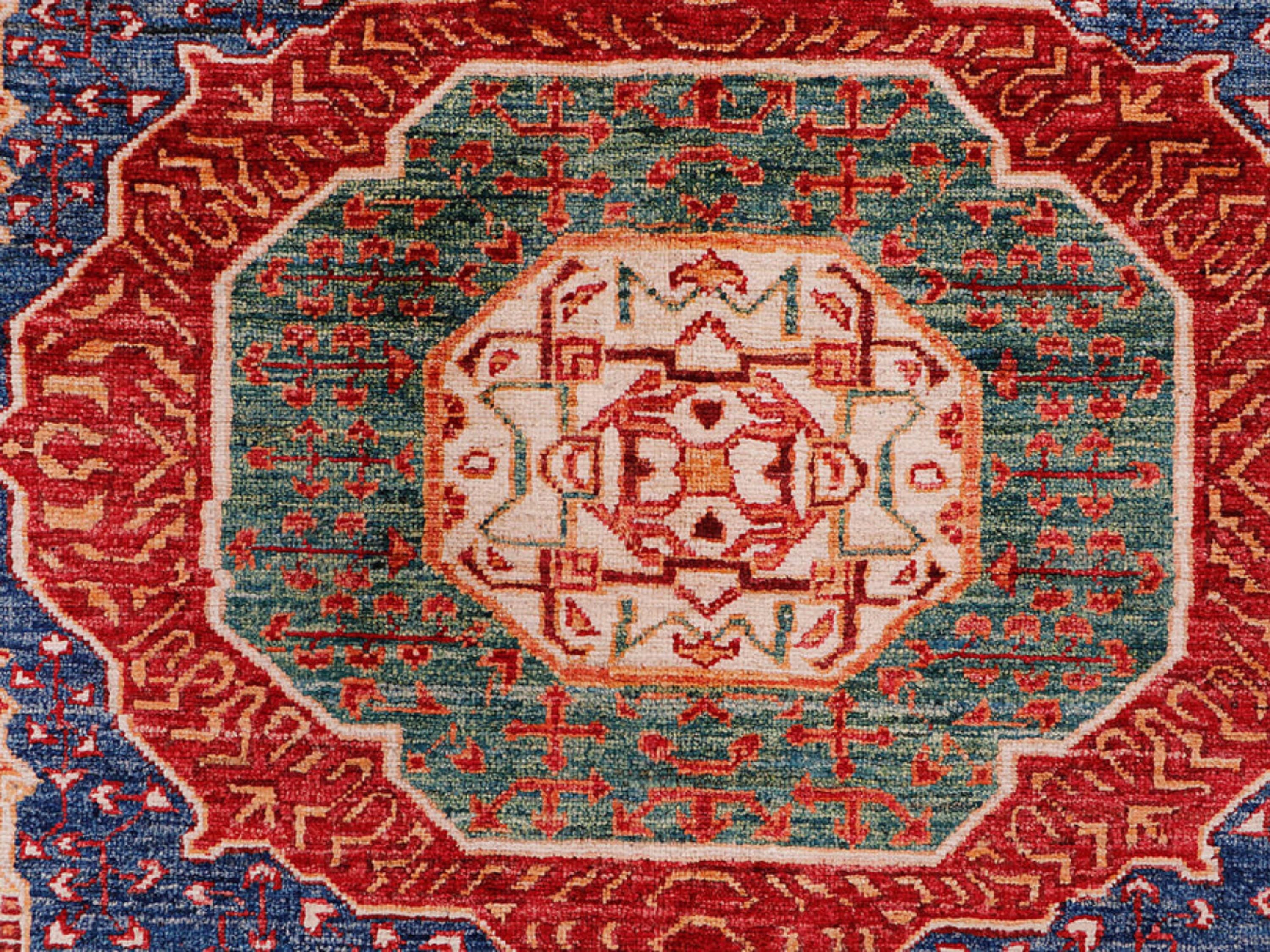 8x10 Persian Style Mamluk Rug, Hand Knotted Wool Area Rug, Geometric Medallion Carpet, Living Room Dining Room Decor