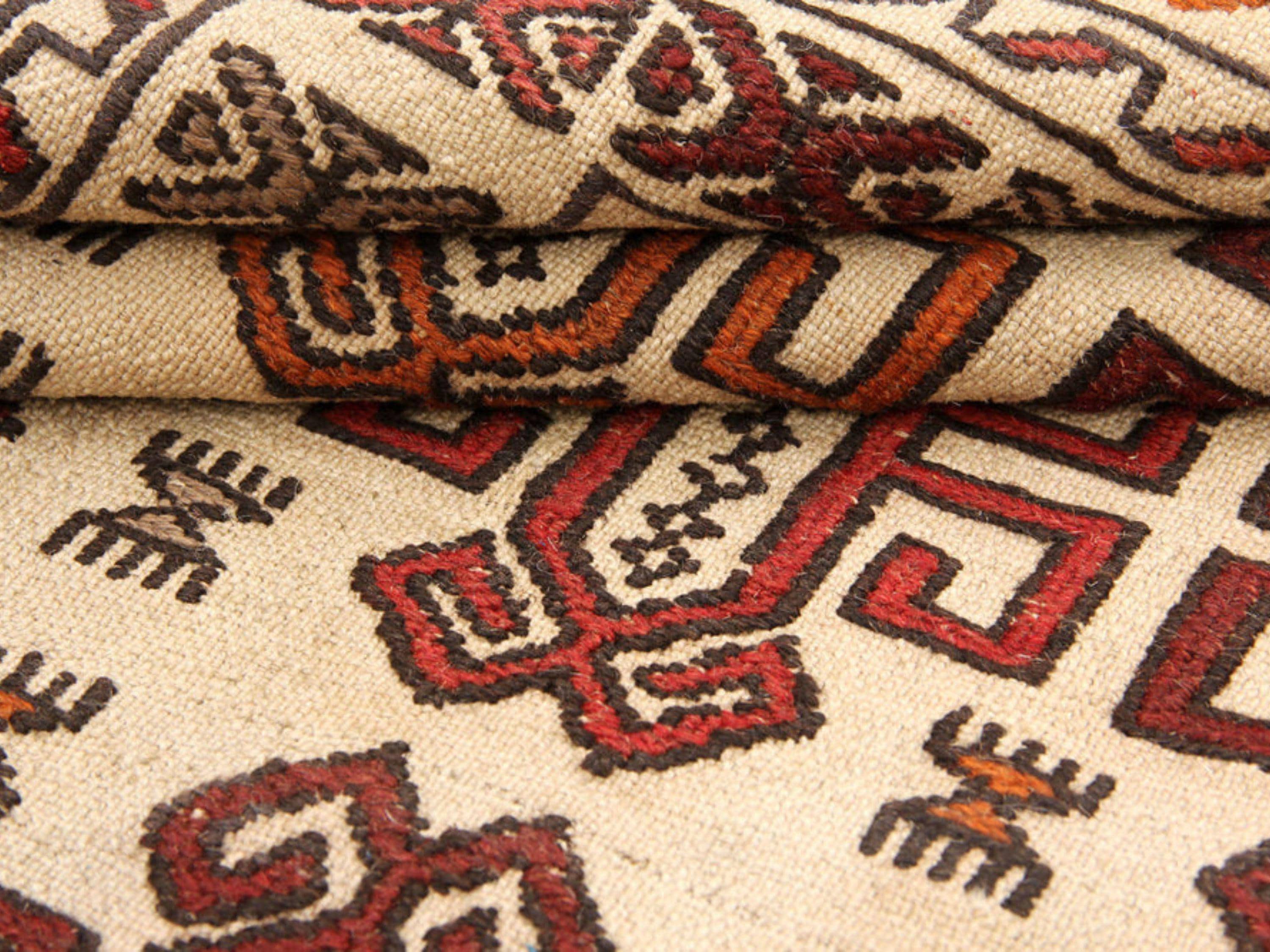 4x6 Afghan Wool Rug, Handmade Ivory Tribal Area Rug, Geometric Bird Motif Hand Knotted Carpet