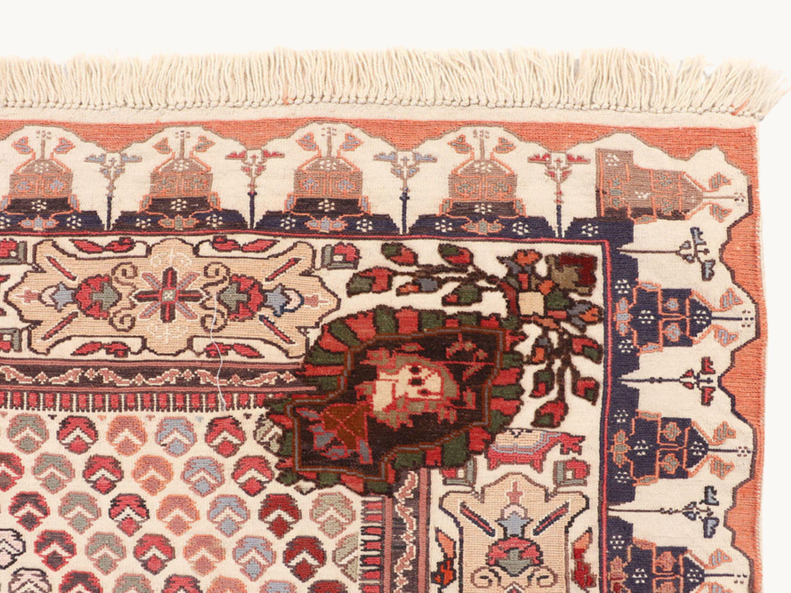 4x6 Persian Style Herati Rug, Afghan Hand Knotted Wool Rug, Floral Oriental Vintage Area Rug