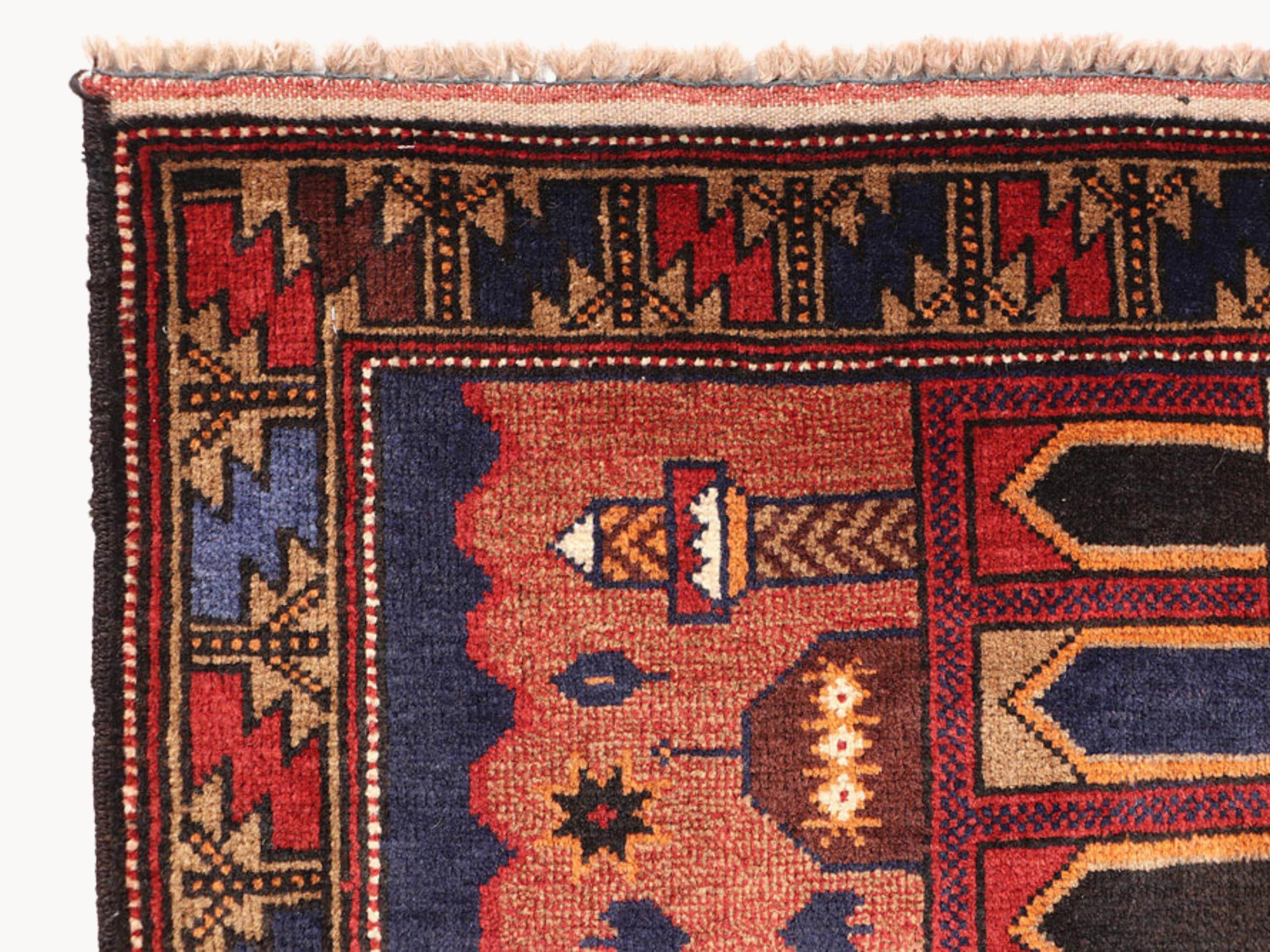 3x5 Figural Panel Woven Wall Hanging, Hand Knotted Wool Tapestry, Afghan Style Textile Wall Art, Red Folk Decor
