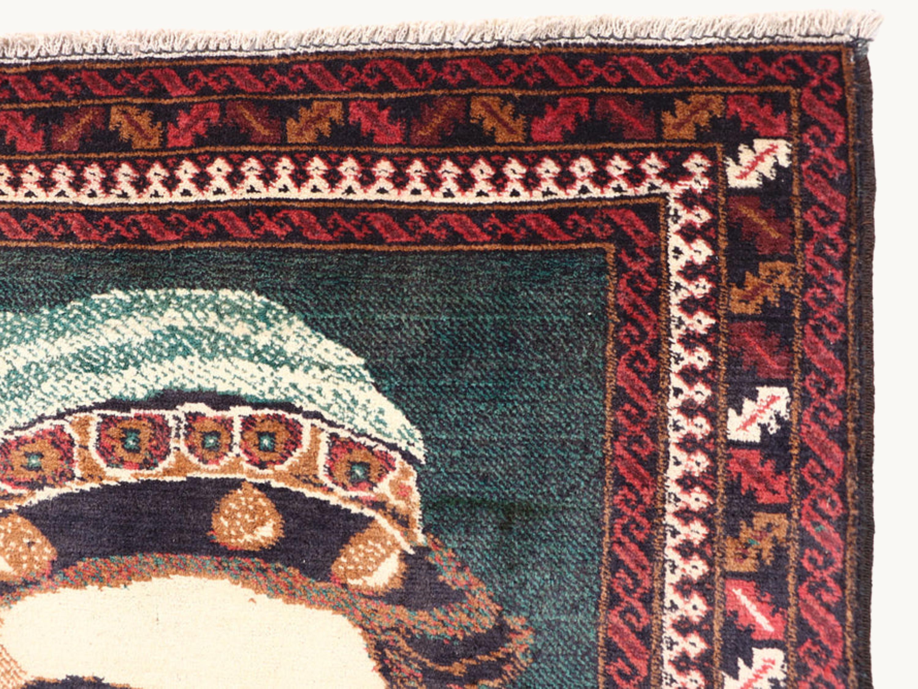 3x5 Portrait Tapestry Wall Hanging Rug, Afghan Style Handmade Wool Textile Wall Art, Folk Art Decor