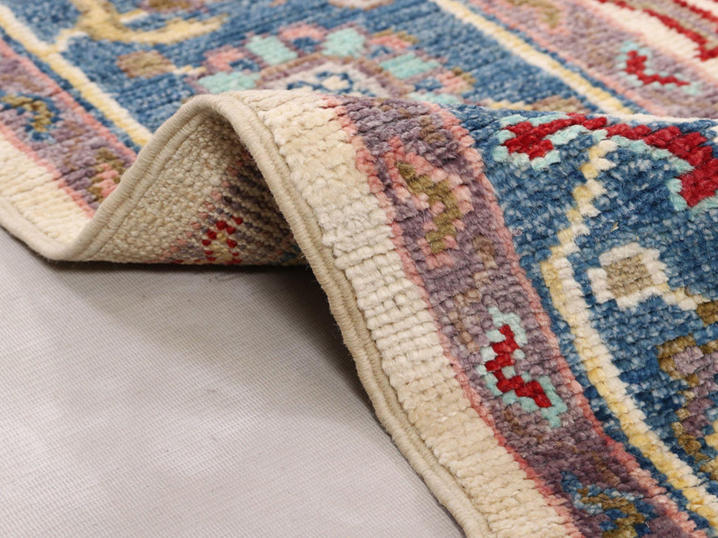 6x9 Turkish Oushak Rug, Muted Ivory Hand Knotted Wool Rug, Floral Palmette Area Rug