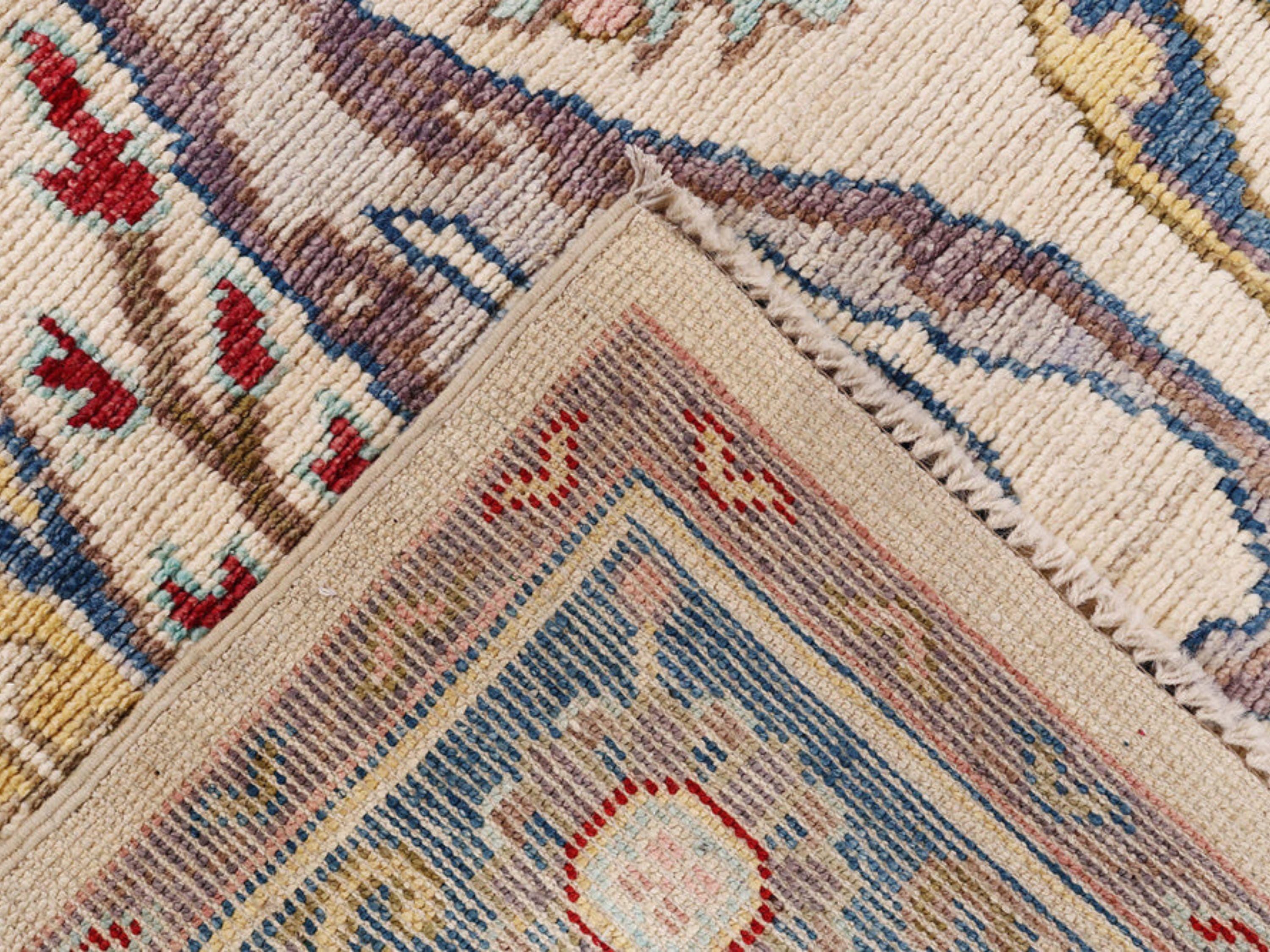 6x9 Turkish Oushak Rug, Muted Ivory Hand Knotted Wool Rug, Floral Palmette Area Rug