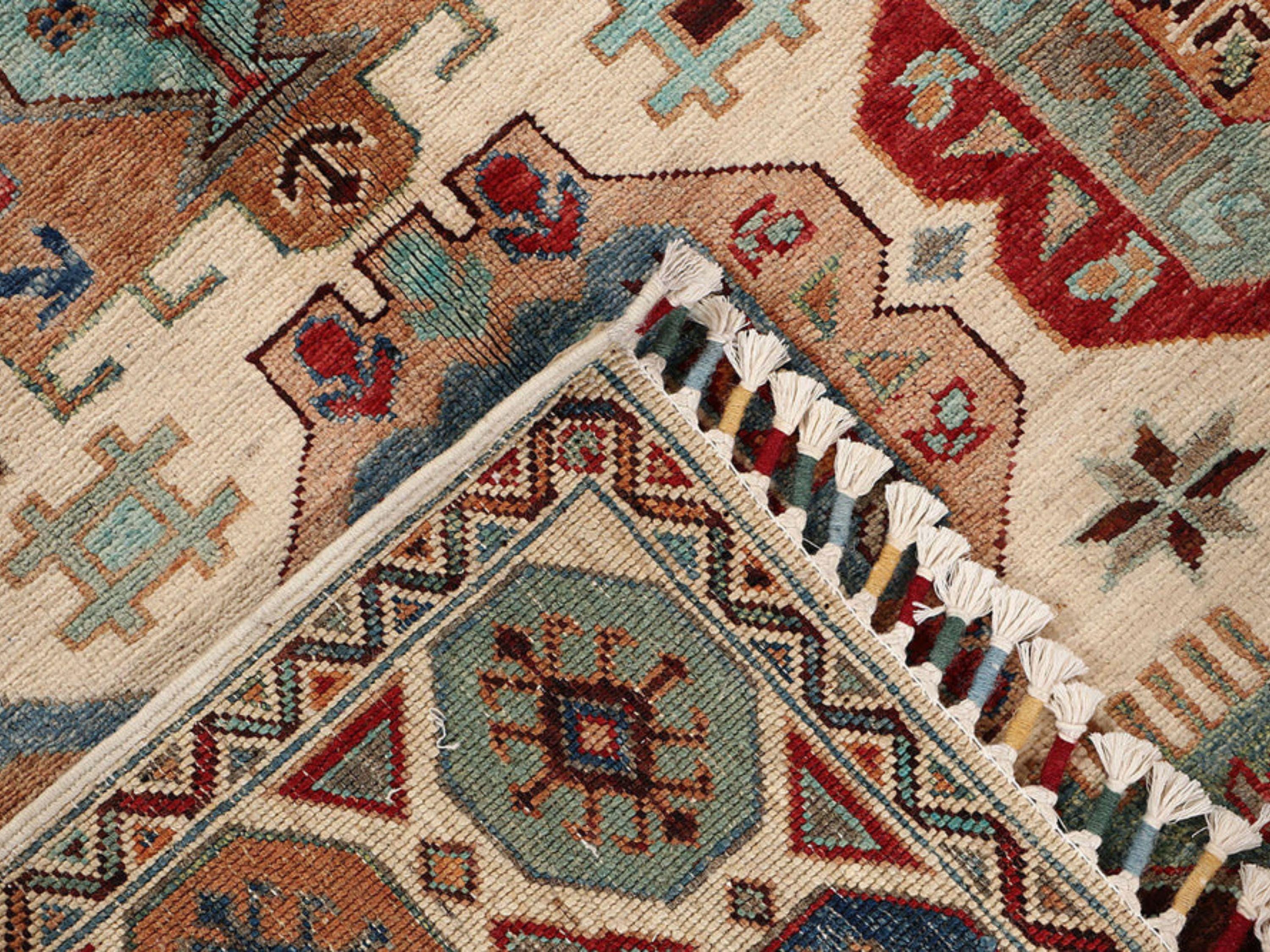 4x6 Ivory Persian Style Hand Knotted Wool Rug | Tribal Medallion Area Decor