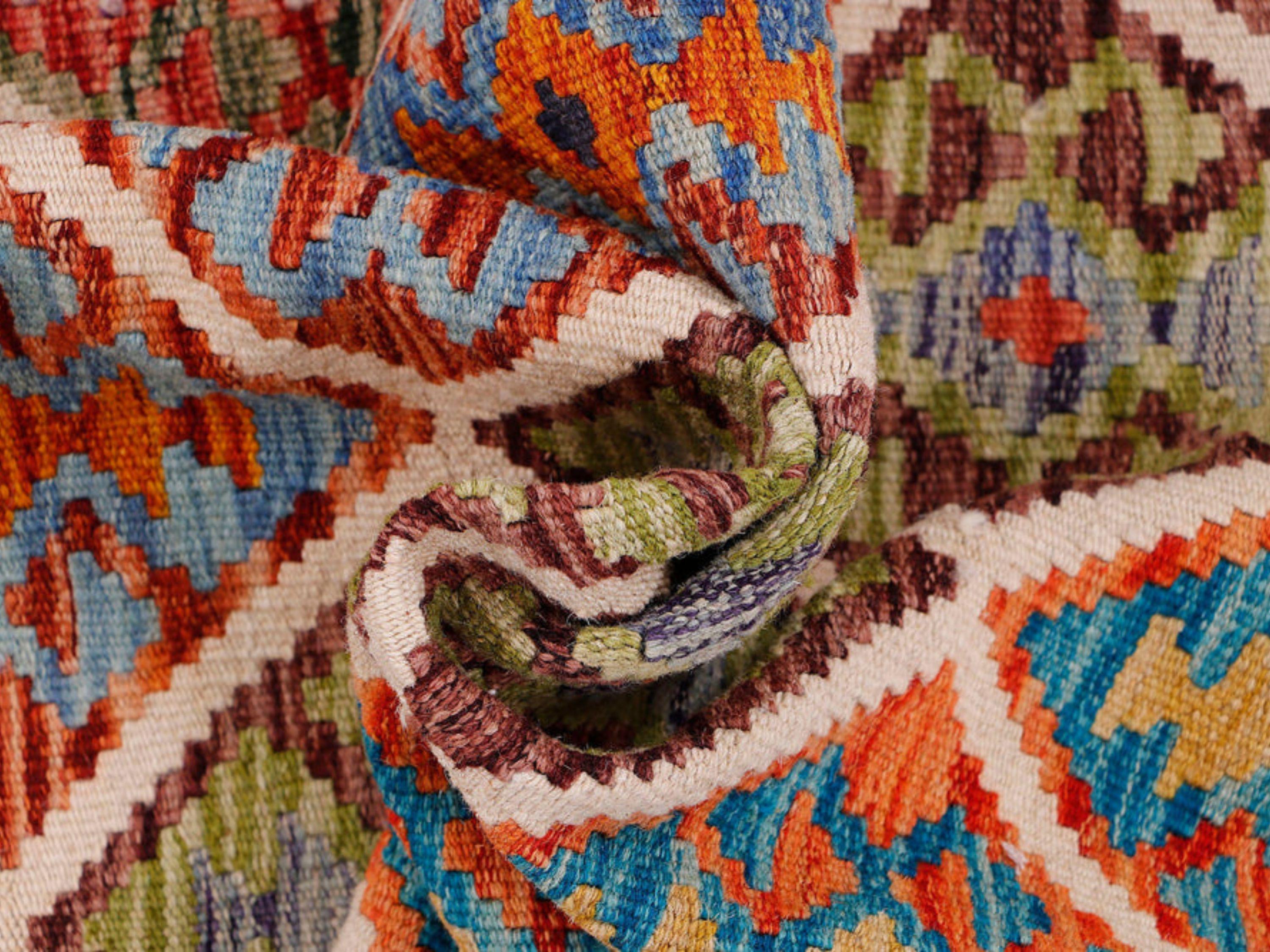 3x5 Afghan Kilim Rug, Handmade Wool Flatweave Area Rug, Natural Veggie Dye Multicolor Geometric Boho Entryway Kitchen Decor