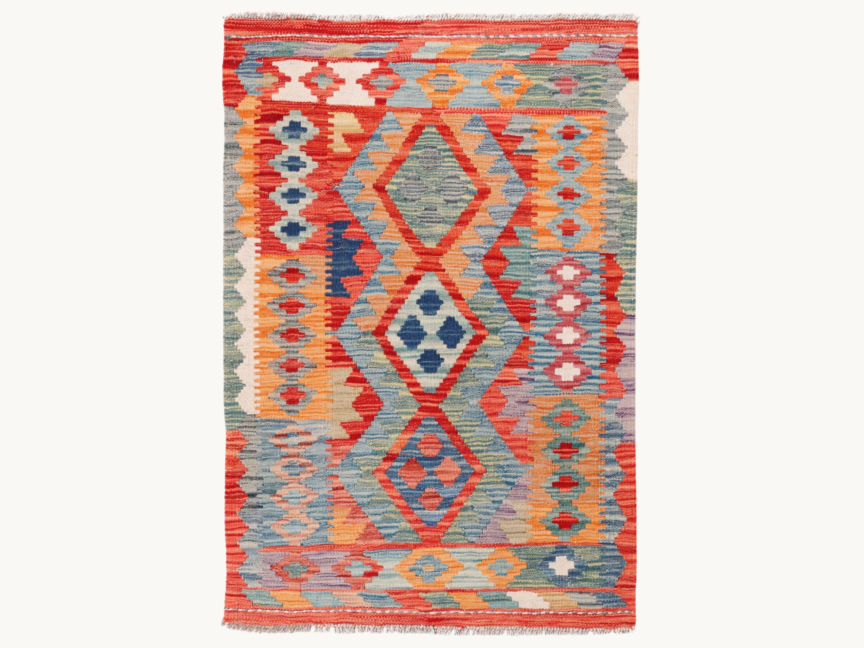 3x4 Kilim Rug, Small Afghan Wool Flatweave Accent Rug, Handwoven Veggie Dye Multicolor Entryway Kitchen Decor