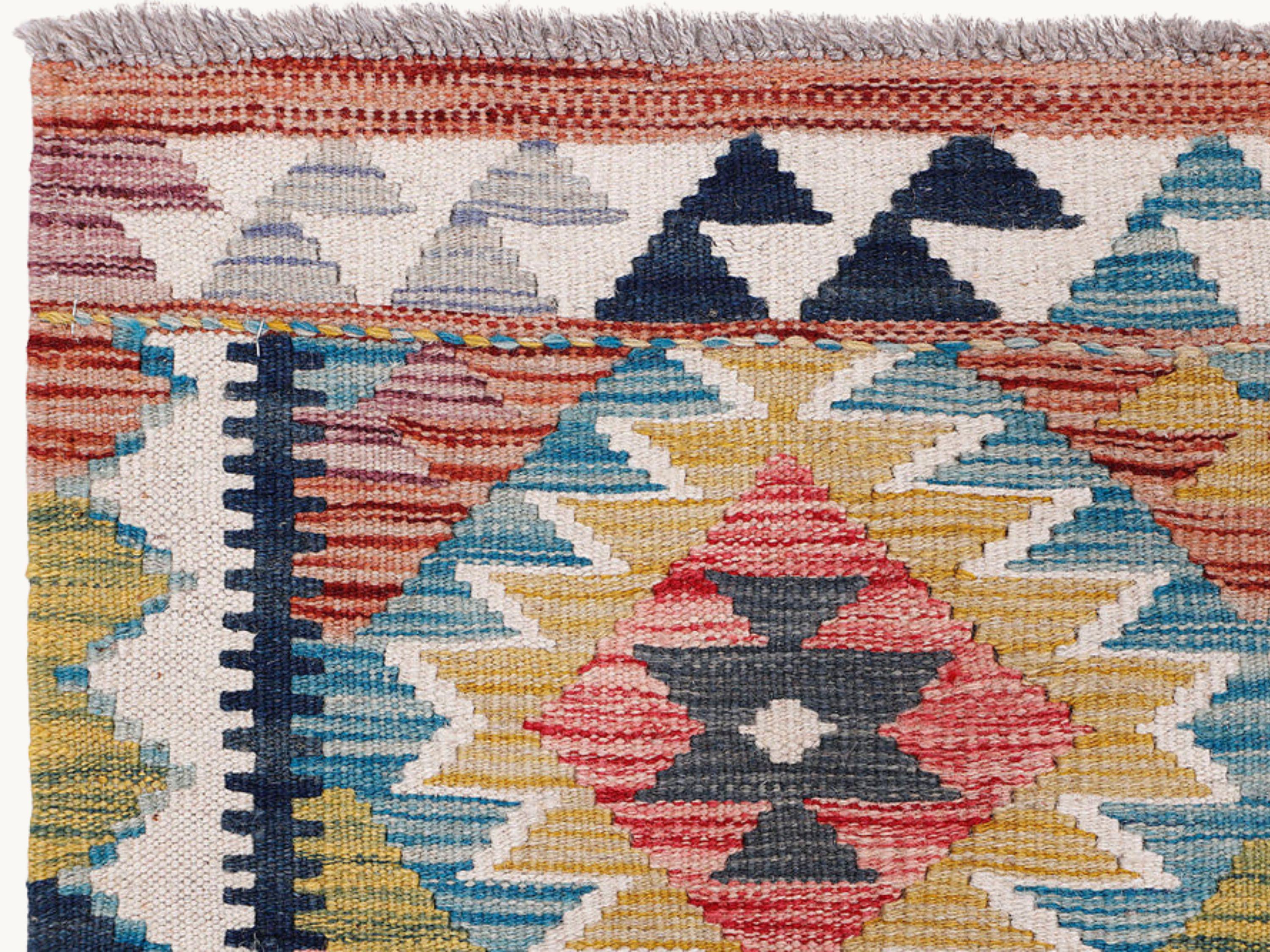 2.6x4 Kilim Rug, Small Afghan Wool Flatweave Accent Rug, Pastel Veggie Dye Pink Blue Hallway Kitchen Bedside Decor