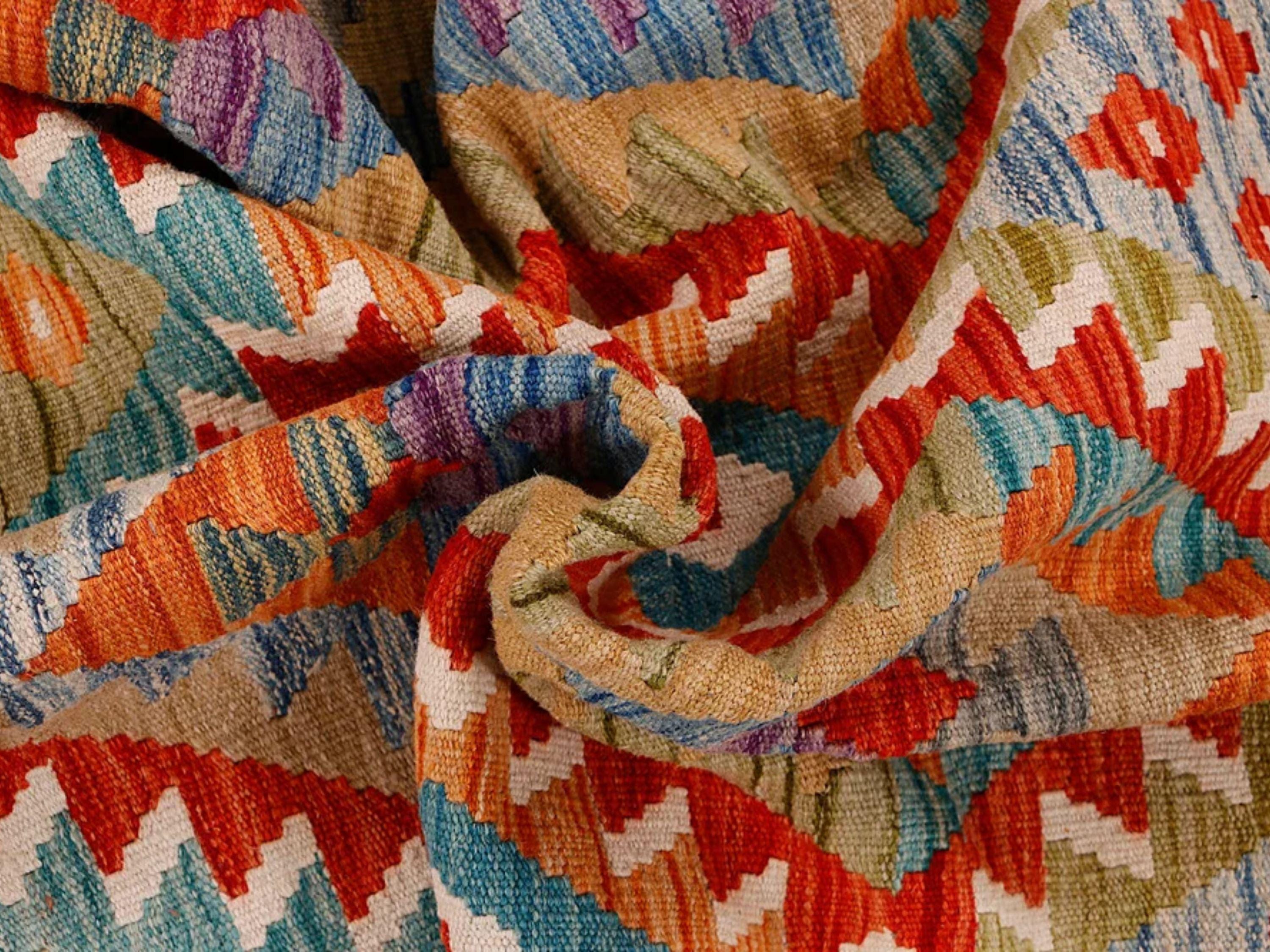 5x7 Kilim Rug, Handwoven Afghan Wool Area Rug, Natural Veggie Dye Multicolor Diamond Bohemian Living Room Bedroom Decor